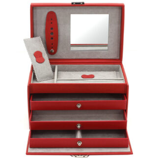 Friedrich Lederwaren Schmuckkoffer "Classico" Leder rot