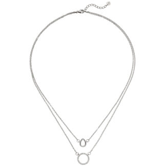 Collier/Ankerkette mit Anhängern rund und Tropfenform 925 Silber mit Zirkonia