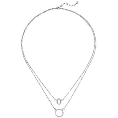 Collier/Ankerkette mit Anhängern rund und Tropfenform 925 Silber mit Zirkonia