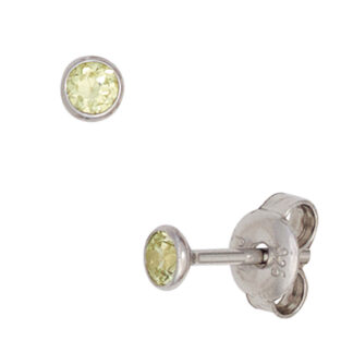 Ohrstecker rund 925 Silber mit Zirkonia grün ca. 3,4 mm