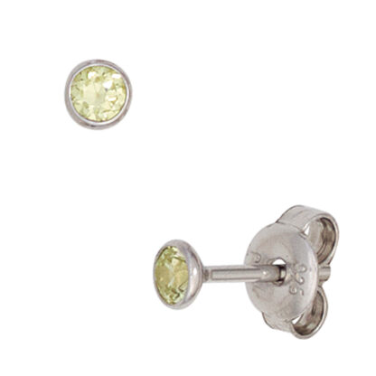 Ohrstecker rund 925 Silber mit Zirkonia grün ca. 3,4 mm