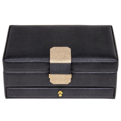 Sacher Schmuckkasten "Saffiano" Lederimitat schwarz/beige – Bild 4