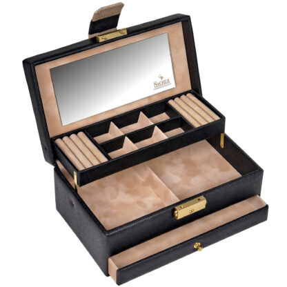 Sacher Schmuckkasten "Saffiano" Lederimitat schwarz/beige – Bild 6