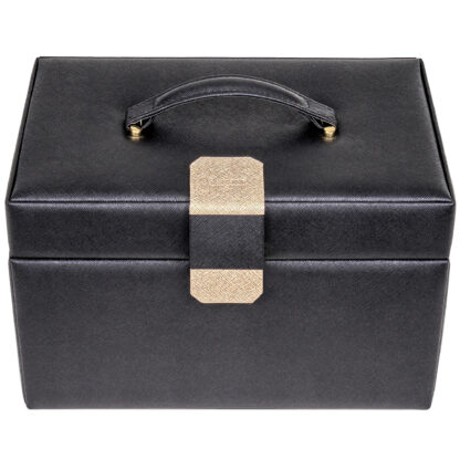 Sacher Schmuckkoffer "Saffiano" Lederimitat schwarz/beige – Bild 4