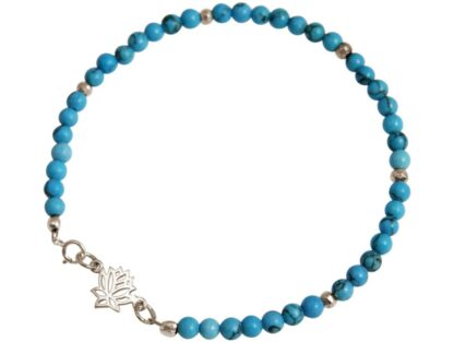 Türkis-Armband mit Anhänger "Lotusblume" 925 Silber