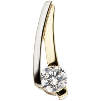 Anhänger 333 Gelbgold bicolor mit Zirkonia weiß