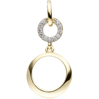 Anhänger Ringform 375 Gelbgold mit 11 Zirkonia weiß