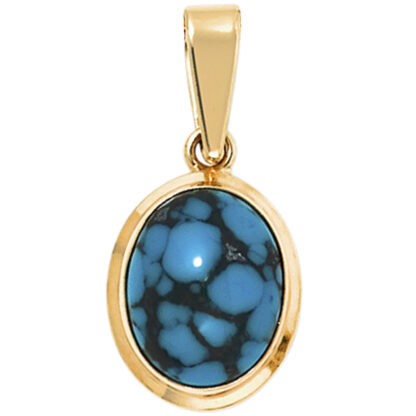 Anhänger oval 585 Gelbgold mit Türkis