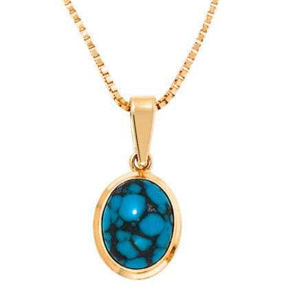 Anhänger oval 585 Gelbgold mit Türkis – Bild 5