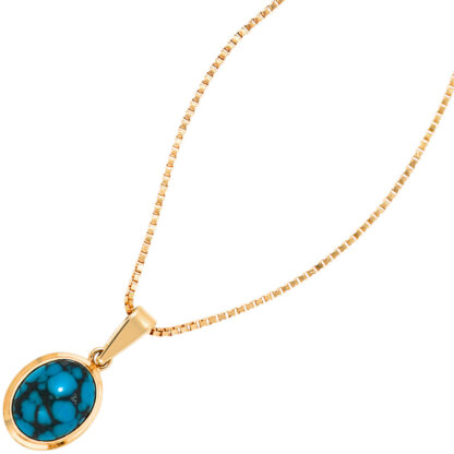 Anhänger oval 585 Gelbgold mit Türkis – Bild 2