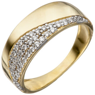 Ring 333 Gelbgold mit Zirkonia weiß facettiert