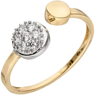 Ring offen 375 Gelb-/Weißgold mit 7 Zirkonia weiß