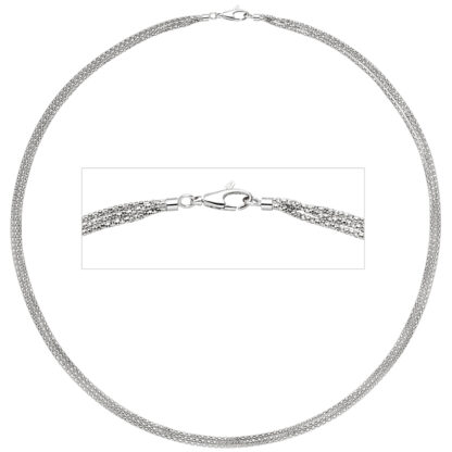 Collier/Popcornkette 3-reihig 750 Weißgold ca. 3,6 mm 45 cm