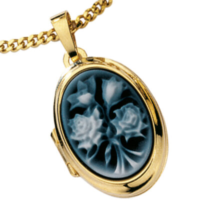 Medaillon oval "Rosen" Camée 585 Gelbgold – Bild 2