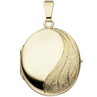 Medaillon oval 585 Gelbgold mit mattiertem Dekor