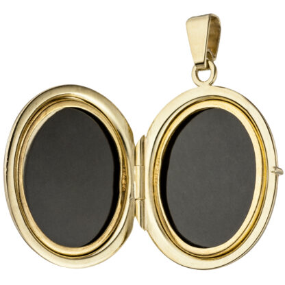 Medaillon oval 585 Gelbgold mit mattiertem Dekor – Bild 5