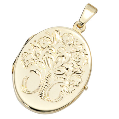 Medaillon "Blumen" oval 585 Gelbgold – Bild 2