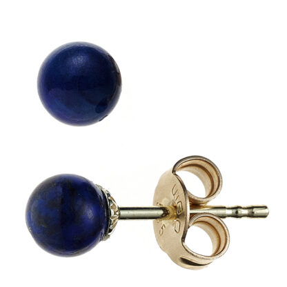 Ohrstecker mit 2 Lapis Lazuli Kugeln 585 Gelbgold