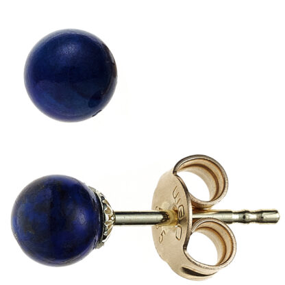 Ohrstecker 585 Gelbgold mit 2 Lapis Lazuli Kugeln ca. 5 mm