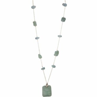 Halskette 925 Silber mit Aquamarinen natur