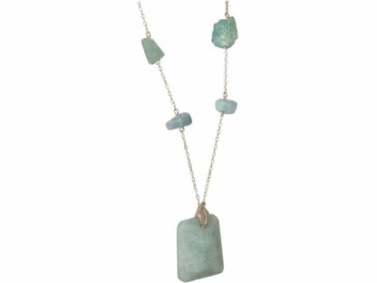 Halskette 925 Silber mit Aquamarinen natur – Bild 4