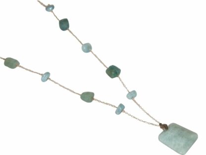Halskette 925 Silber mit Aquamarinen natur – Bild 3