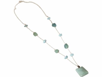 Halskette 925 Silber mit Aquamarinen natur – Bild 2