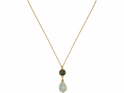 Collier 925 Silber/vergoldet mit Labradorit und Aquamarin – Bild 4