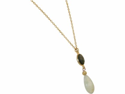 Collier 925 Silber/vergoldet mit Labradorit und Aquamarin – Bild 6