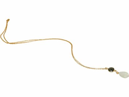 Collier 925 Silber/vergoldet mit Labradorit und Aquamarin – Bild 2