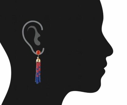 Ohrstecker lang vergoldet mit Lapis Lazuli und Rhodonit – Bild 5