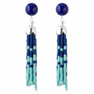Ohrstecker lang mit Lapis Lazuli und Türkis und Silber