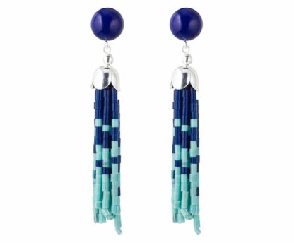 Ohrstecker lang mit Lapis Lazuli und Türkis und Silber