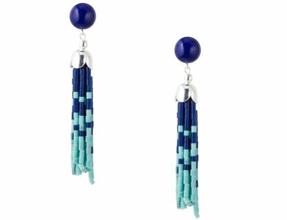 Ohrstecker lang mit Lapis Lazuli und Türkis und Silber – Bild 3