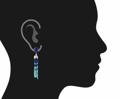 Ohrstecker lang mit Lapis Lazuli und Türkis und Silber – Bild 5