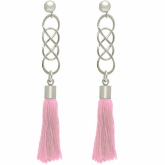 Ohrstecker Infinity-Stil 925 Silber mit Quaste rosa