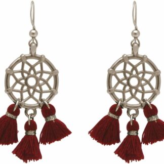 Ohrhaken "Traumfänger" Silber mit roten Quasten