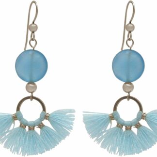 Ohrhaken 925 Silber mit Aquamarinen und Quasten hellblau