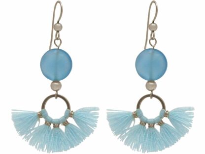 Ohrhaken 925 Silber mit Aquamarinen und Quasten hellblau