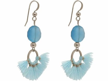 Ohrhaken 925 Silber mit Aquamarinen und Quasten hellblau – Bild 3