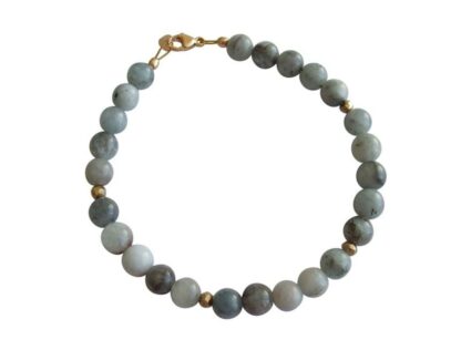 Armband-Set mit Rosenquarz, Aquamarin und Pyrit goldfarben – Bild 4