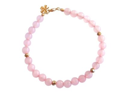 Armband-Set mit Rosenquarz, Aquamarin und Pyrit goldfarben – Bild 5