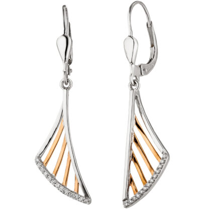 Boutons Flügel-Optik 585 Weiß-/Rotgold mit Brillanten 0,12 ct.