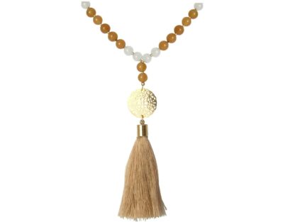Halskette "Blume" vergoldet mit Edelsteinen lachsfarben/beige ca. 80 cm – Bild 3