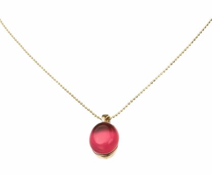 Collier mit Anhänger Fuchsia Quarz rot 925 Silber/vergoldet