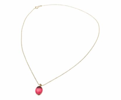 Collier mit Anhänger Fuchsia Quarz rot 925 Silber/vergoldet – Bild 3