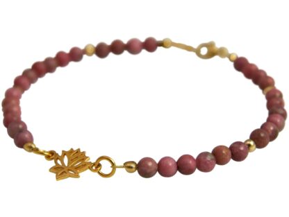 Armband Rhodonit mit "Lotusblüte" 925 Silber/vergoldet – Bild 3