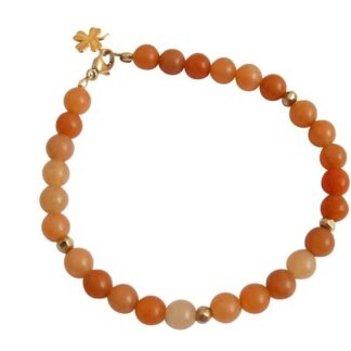 Armband mit Aventurinen lachsfarben und Pyriten goldfarben