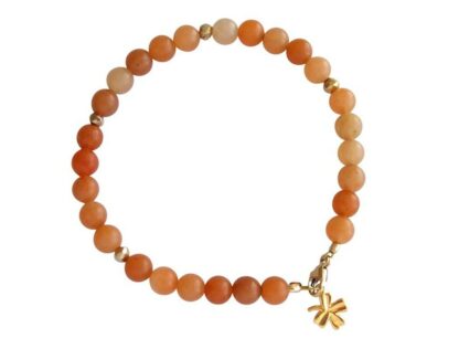 Armband mit Aventurinen lachsfarben und Pyriten goldfarben – Bild 3