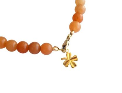 Armband mit Aventurinen lachsfarben und Pyriten goldfarben – Bild 2